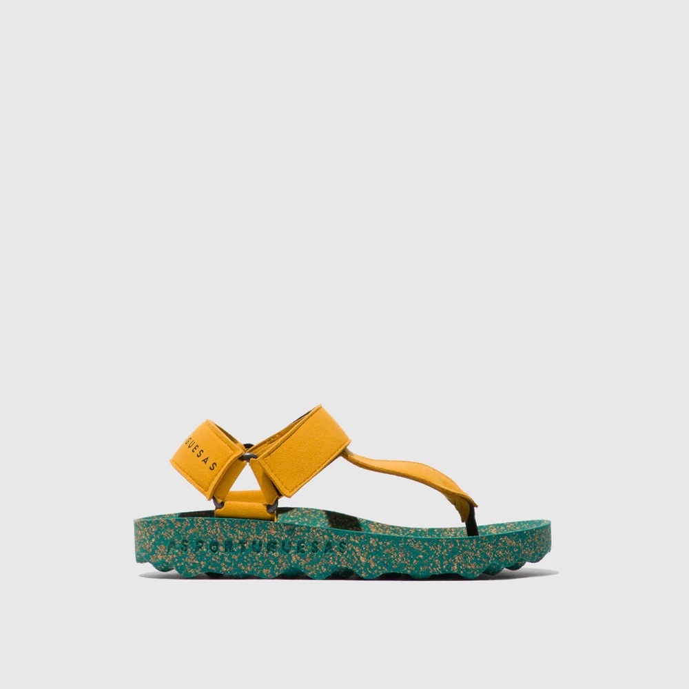 Asportuguesas Teal and Mustard Sandals